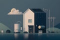 showing rainwater harvesting, Rainwater harvesting. The concept of conserving drinking water Green Home AI generation Royalty Free Stock Photo