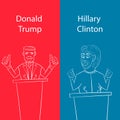 Showing Republican Donald Trump vs Democrat Hillary Clinton face-off for American president with words Election 2016