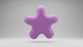 Smooth, rounded, purple blob-like star shape floating against a neutral light gray background with a soft shadow Royalty Free Stock Photo