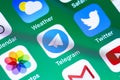 Showing social media icons apps Telegram Twitter Gmail