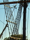 Mast and Rigging closeup of Mayflower 2 Plymouth Mas. Royalty Free Stock Photo