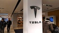 Showroom of the automotive company TESLA in a city mall. company specializing in the production of electric cars, founded in 2003