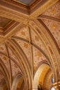 Interior hall with wallpaper design in Parliament House, Budapest, Hungary; painted and decorated in gold leaf.