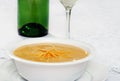 Shredded cheddar cheese soup Royalty Free Stock Photo