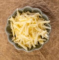 Shredded cheese waiting in a bowl Royalty Free Stock Photo