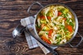 Shredded Chicken and vegetable hearty soup