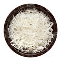 Shredded Coconut in Round Bowl Top View Isolated Royalty Free Stock Photo
