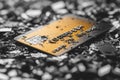 A shredded credit card in a pile, modern and financial, security theme Royalty Free Stock Photo
