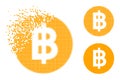 Shredded Dot Bitcoin Coin Glyph with Halftone Version