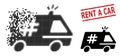 Shredded Dotted Jail Police Car Icon and Distress Rent a Car Seal Stamp