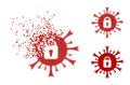 Shredded and Halftone Pixel Coronavirus Lockdown Glyph