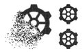 Shredded and Halftone Pixel Gear Icon