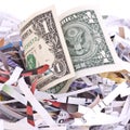 A Shredded paper with dollar bill Royalty Free Stock Photo