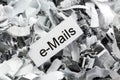 Shredded paper keyword e-mails Royalty Free Stock Photo