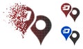 Shredded Pixel Halftone Dashcoin Map Pointers Icon Royalty Free Stock Photo