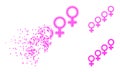 Dissolved Dotted Female Cohort Symbol Icon with Halftone Version