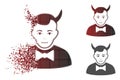 Shredded Pixelated Halftone Devil Icon with Face