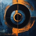 Abstract Circle Blue Orange Painting In Photorealism Vertigo Minimalism Style