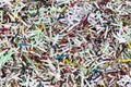 Shredding color shredded office paper waste packing material Royalty Free Stock Photo