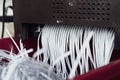 Shredding papers coming out from the machine. Shredding documents for security Royalty Free Stock Photo