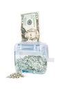Shredding Your Money - $20 with pile Royalty Free Stock Photo