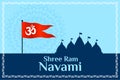 Shree ram navami wishes background with flag and temple