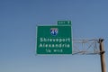 Highway exit sign for Interstate 49 toward Shreveport and Alexandria Royalty Free Stock Photo