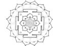 Shri Lakshmi yantra. hand drawing, colour. Breathable yantra, sacred diagram, monochrome