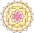 Shri Lakshmi yantra. hand drawing, colour. Breathable yantra, sacred diagram, white background