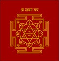 Shri lakshmi yantra vector on red background. lord Lakshmi worship drawing Royalty Free Stock Photo