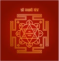 Shri lakshmi yantra vector on red background. lord Lakshmi worship drawing Royalty Free Stock Photo