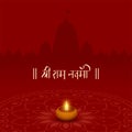 Shri Ram Navami Lord Rama Birthday Hindi Language Text With Golden Diya On Silhouette Temple