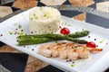 Shrimp and asparagus risotto Royalty Free Stock Photo