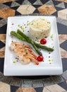 Shrimp and asparagus risotto Royalty Free Stock Photo