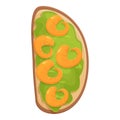 Shrimp avocado toast icon cartoon vector. Bread slice