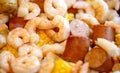 A Shrimp Bake with Sausage Corn on the Cob and Potatoes Baked Together with Southern Cajun Seasonings