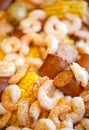 A Shrimp Bake with Sausage Corn on the Cob and Potatoes Baked Together with Southern Cajun Seasonings