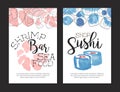 Shrimp Bar Sea Food Card Template, Sushi Shop, Cafe, Restaurant Menu Design Element, Coupon, Leaflet, Flyer, Business Royalty Free Stock Photo