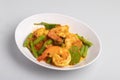 Shrimp basil with steamed rice.Thai spicy food.Street food Royalty Free Stock Photo