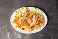 Shrimp Biryani pulao rice with cucumber served in dish isolated on background top view of bangladesh food Royalty Free Stock Photo