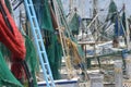 Shrimp boat nets, riggings and masts