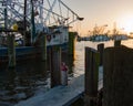 Shrimp Boats at Sunset Royalty Free Stock Photo