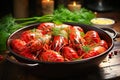 Shrimp in a bowl on a wooden table Royalty Free Stock Photo