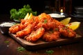 Shrimp in a bowl on a wooden table Royalty Free Stock Photo