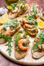 Shrimp Bruschettas with Fennel Salad Royalty Free Stock Photo