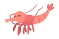 Shrimp Character as Aquatic Mammal with Funny Face Vector Illustration