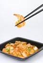 Shrimp with Chili Sauce and Scallion Royalty Free Stock Photo