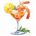 Shrimp Cocktail with Lemon and Ice in Glass Royalty Free Stock Photo