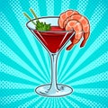 Shrimp cocktail pop art vector illustration Royalty Free Stock Photo