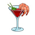 Shrimp cocktail pop art vector illustration Royalty Free Stock Photo